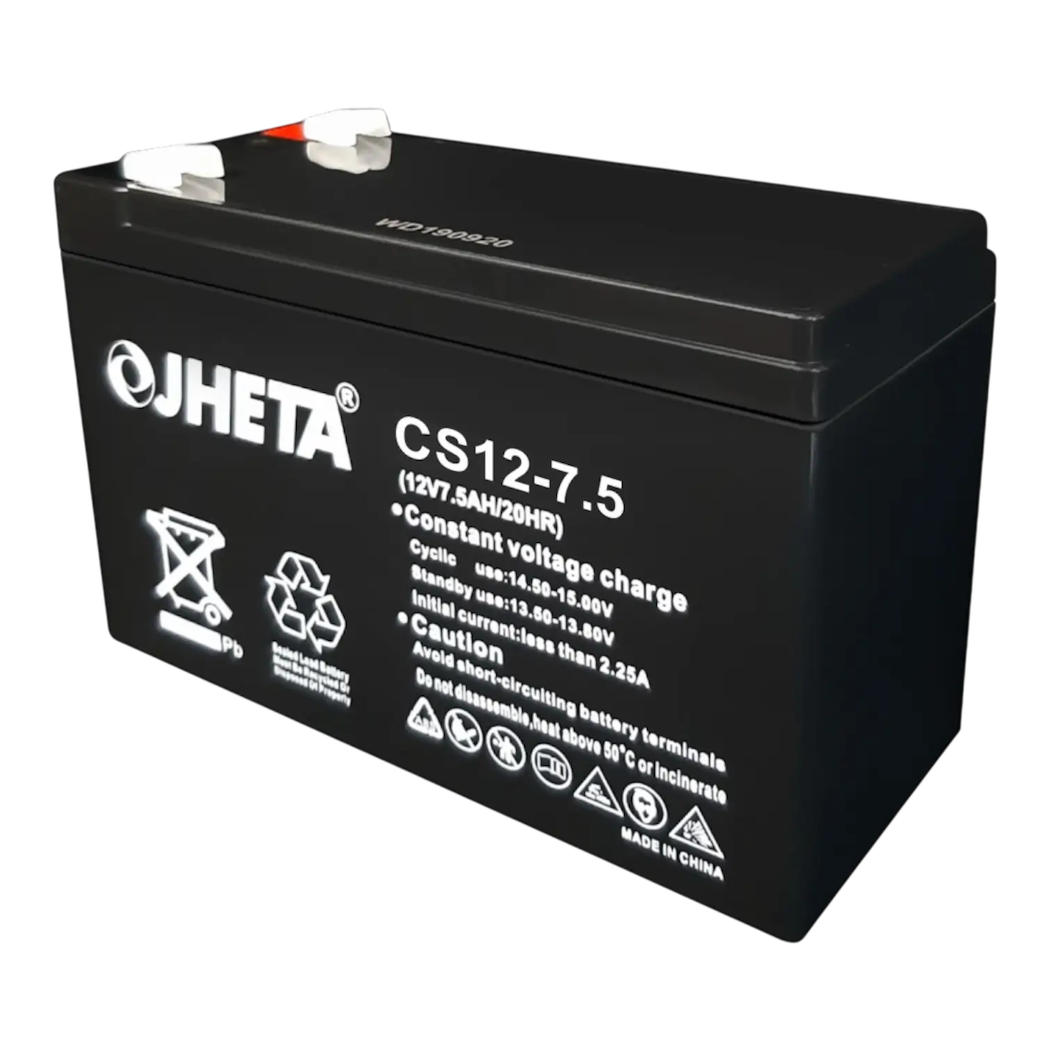 Batería 12V 7.5Ah sellada Jheta CS12-7.5 para UPS y sistemas de alarma